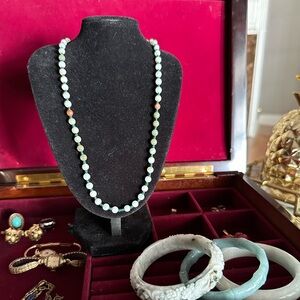 Burmese Jadeite Jade Bead Necklace 22” Handmade